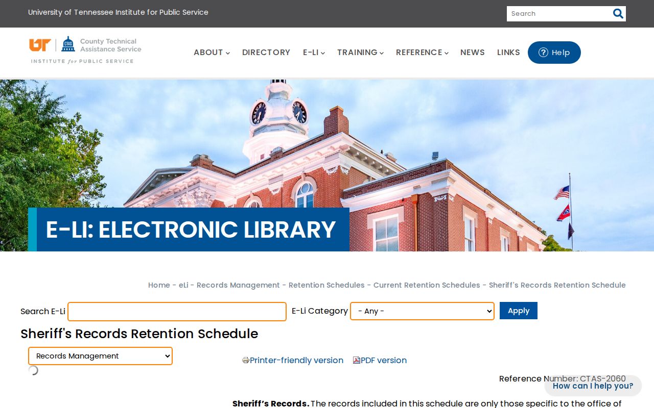 Tennessee retention schedule for Franklin County booking photo and release records